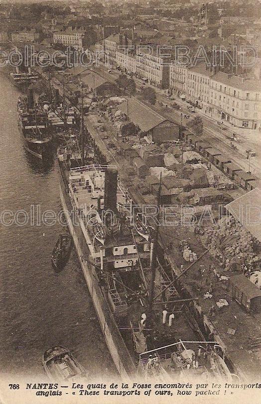 Nantes La Fosse, vue du pont-Tranbordeur vers 1913 - collection particulière reproduction interdite